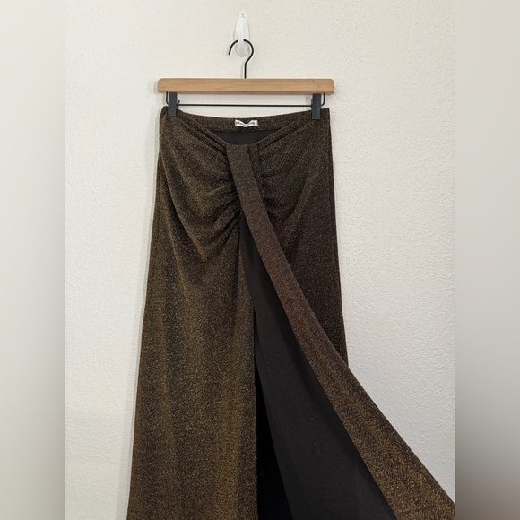 Reformation Zion Long Sleeve Midi Skirt Metallic Two Piece Set Size Medium - Picture 10 of 12